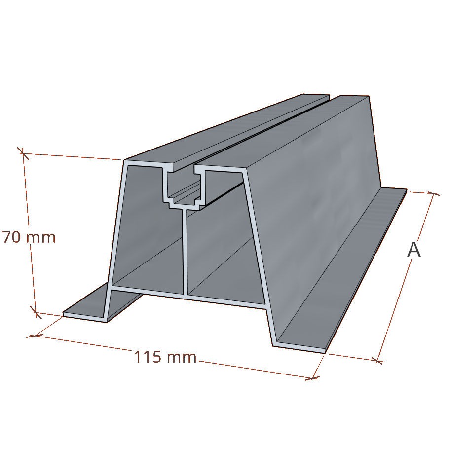 Trapezoidal bridge 420/70 mm with EPDM