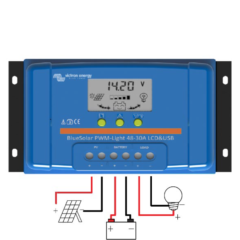 BlueSolar PWM-LCD&USB 12/24V-30A Victron Energy charge controller