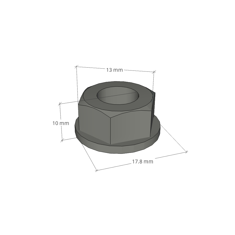 Stainless steel toothed nut with collar M8