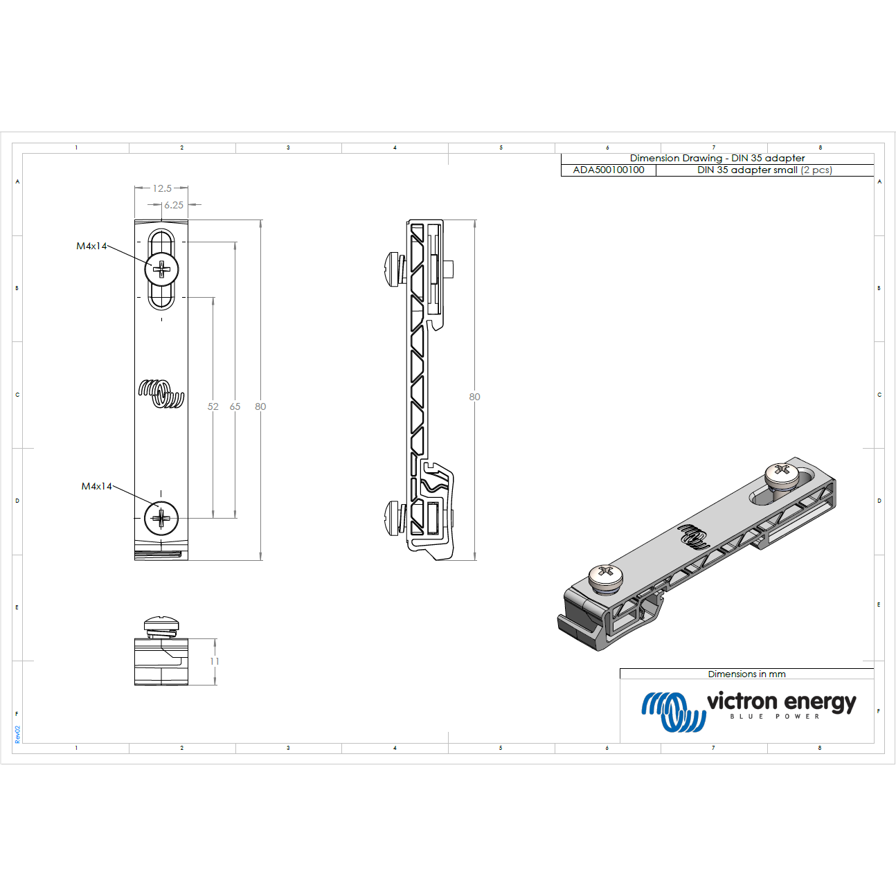Small DIN 35 adapter 2 pcs. Victron Energy
